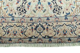 Full view of 2000s Nain rug from Iran / Persia, 208 × 125 cm in Green tones