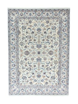 Full view of 2000s Nain rug from Iran / Persia, 362 × 257 cm in Beige tones