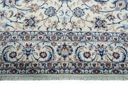 Full view of 2000s Nain rug from Iran / Persia, 362 × 257 cm in Beige tones