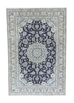 Full view of 2000s Nain rug from Iran / Persia, 292 × 197 cm in Blue tones