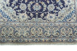 Full view of 2000s Nain rug from Iran / Persia, 292 × 197 cm in Blue tones