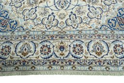 Full view of 2000s Nain rug from Iran / Persia, 365 × 251 cm in Beige tones