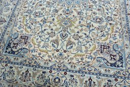 Close-up detail of 2000s Nain rug from Iran / Persia showing Wool weave