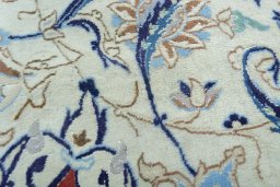 Close-up detail of 2000s Nain rug from Iran / Persia showing Wool weave