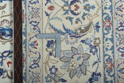 Close-up detail of 2000s Nain rug from Iran / Persia showing Wool weave