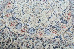 Close-up detail of 2000s Nain rug from Iran / Persia showing Wool weave