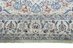 Full view of 2000s Nain rug from Iran / Persia, 434 × 292 cm in Beige tones