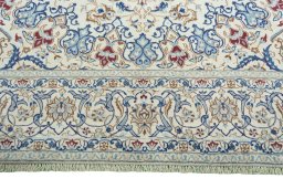 Full view of 2000s Nain rug from Iran / Persia, 415 × 296 cm in Beige tones