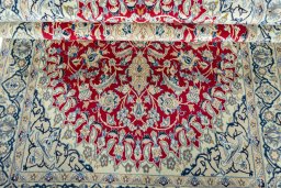 Close-up detail of 2000s Nain rug from Iran / Persia showing Wool weave