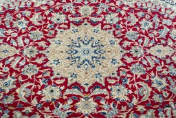 Central medallion detail of 2000s Nain rug from Iran / Persia