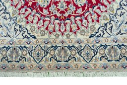 Full view of 2000s Nain rug from Iran / Persia, 221 × 122 cm in Red tones