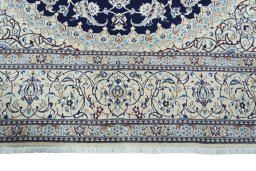 Full view of 2000s Nain rug from Iran / Persia, 355 × 247 cm in Blue tones