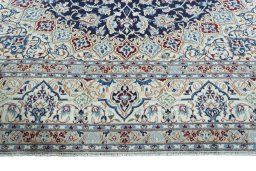 Full view of 2000s Nain rug from Iran / Persia, 344 × 254 cm in Blue tones