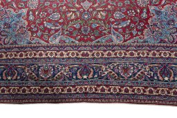 Full view of 1930s Nain rug from Iran / Persia, 365 × 265 cm in Red tones