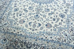 Close-up detail of 2000s Nain rug from Iran / Persia showing Wool weave