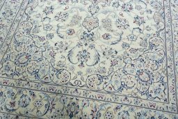 Close-up detail of 2000s Nain rug from Iran / Persia showing Wool weave