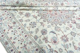 Close-up detail of 2000s Nain rug from Iran / Persia showing Wool weave