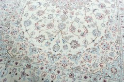 Close-up detail of 2000s Nain rug from Iran / Persia showing Wool weave