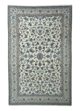 Full view of 2000s Nain rug from Iran / Persia, 400 × 258 cm in Beige tones