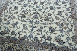 Close-up detail of 2000s Nain rug from Iran / Persia showing Wool weave