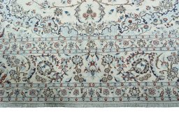 Full view of 2000s Nain rug from Iran / Persia, 381 × 300 cm in Beige tones