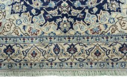 Full view of 2000s Nain rug from Iran / Persia, 190 × 123 cm in Blue tones