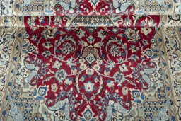 Close-up detail of 2000s Nain rug from Iran / Persia showing Wool weave