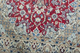 Close-up detail of 2000s Nain rug from Iran / Persia showing Wool weave