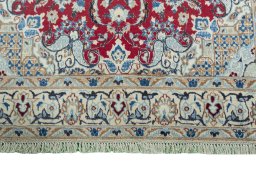 Full view of 2000s Nain rug from Iran / Persia, 202 × 125 cm in Red tones