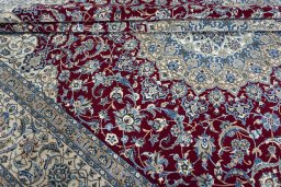 Close-up detail of 2000s Nain rug from Iran / Persia showing Wool weave
