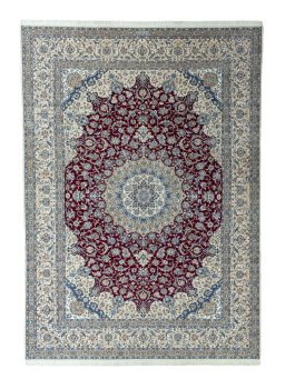 Full view of 2000s Nain rug from Iran / Persia, 440 × 312 cm in Red tones