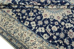 Close-up detail of 1970s Nain rug from Iran / Persia showing Wool weave