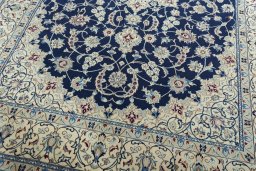 Close-up detail of 1970s Nain rug from Iran / Persia showing Wool weave