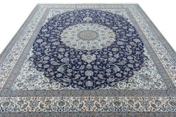 Surface texture of 1970s Nain rug with natural Cork and intricate pattern