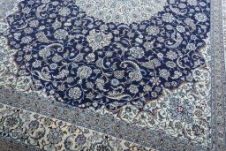 Close-up detail of 1970s Nain rug from Iran / Persia showing Cork weave