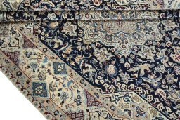 Close-up detail of 1970s Nain rug from Iran / Persia showing Cork weave