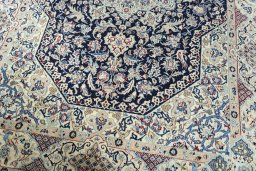 Close-up detail of 1970s Nain rug from Iran / Persia showing Cork weave