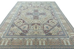 Surface texture of 1970s Nain rug with natural Cork and intricate pattern