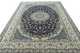 Surface texture of 1970s Nain rug with natural Cork and intricate pattern