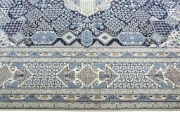 Close-up detail of 1970s Nain rug from Iran / Persia showing Wool weave