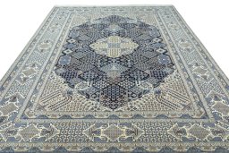 Surface texture of 1970s Nain rug with natural Wool and intricate pattern