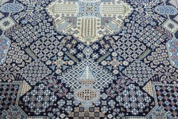 Close-up detail of 1970s Nain rug from Iran / Persia showing Wool weave