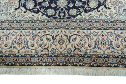 Full view of 2000s Nain rug from Iran / Persia, 403 × 272 cm in Blue tones