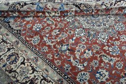Close-up detail of 2000s Nain rug from Iran / Persia showing Wool weave