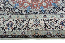 Full view of 2000s Nain rug from Iran / Persia, 443 × 301 cm in Red tones