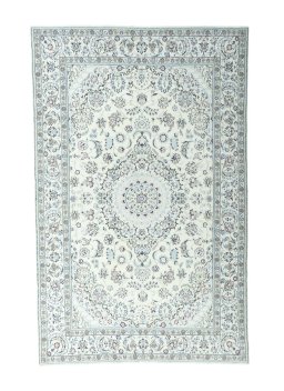 Full view of 2000s Nain rug from Iran / Persia, 305 × 195 cm in Beige tones