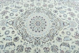 Central medallion detail of 2000s Nain rug from Iran / Persia