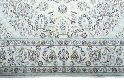 Full view of 2000s Nain rug from Iran / Persia, 305 × 195 cm in Beige tones