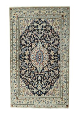 Full view of 2000s Nain rug from Iran / Persia, 165 × 98 cm in Blue tones