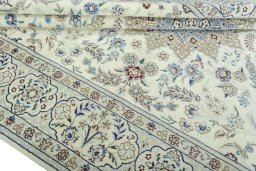 Close-up detail of 2000s Nain rug from Iran / Persia showing Wool weave